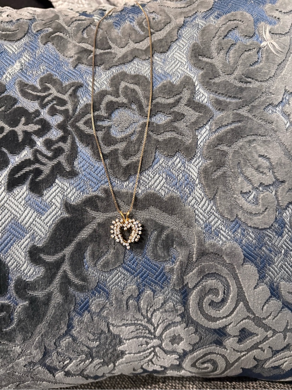 Vintage Avon Gold-Tone Heart Cubic Zirconia Cluster Pendant Necklace